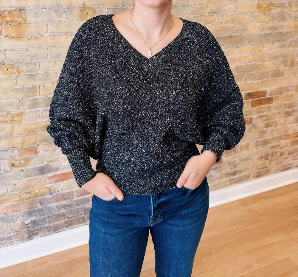 NEW GRADE & GATHER adele dolman sweater in black